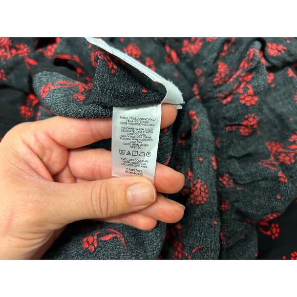Ann Taylor LOFT Black Red Floral Goth Printed Women's A-Line Viscose Dress Sz XS - Picture 5 of 7